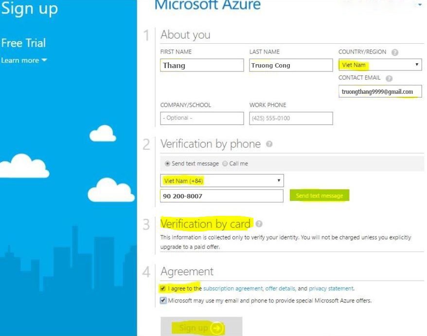 Đăng ký VPS Azure Microsoft miễn phí và nhận $200